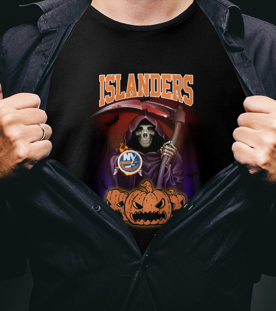 New York Islanders Grim Reaper Halloween Pumpkins T-Shirt