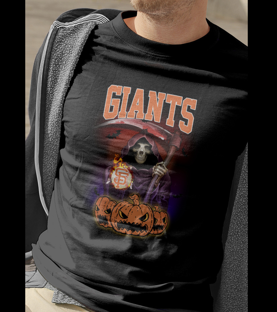 San Francisco Giants Grim Reaper Halloween Baseball Pumpkin T-Shirt