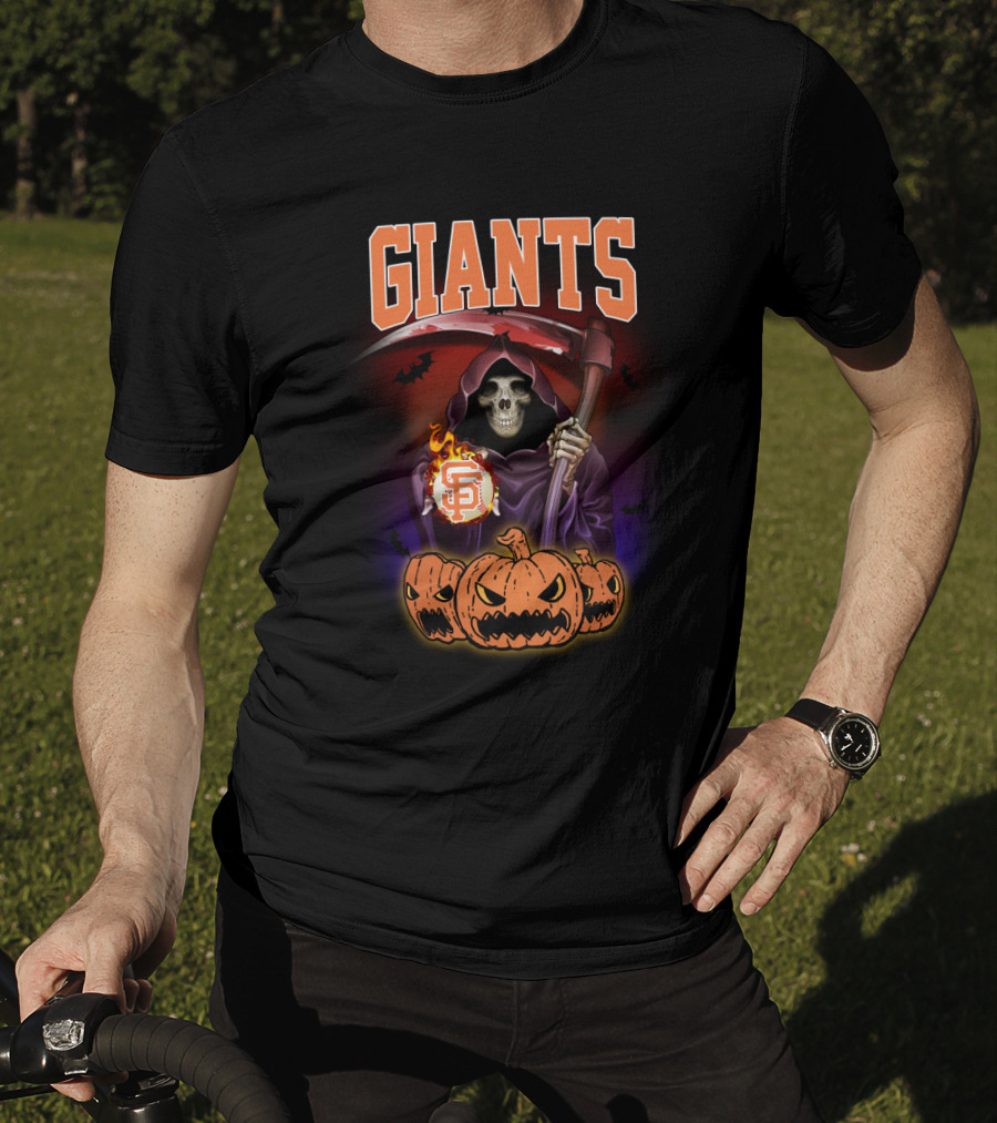 San Francisco Giants Grim Reaper Halloween Baseball Pumpkin T-Shirt