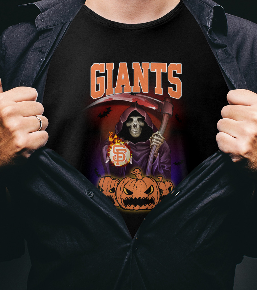 San Francisco Giants Grim Reaper Halloween Baseball Pumpkin T-Shirt