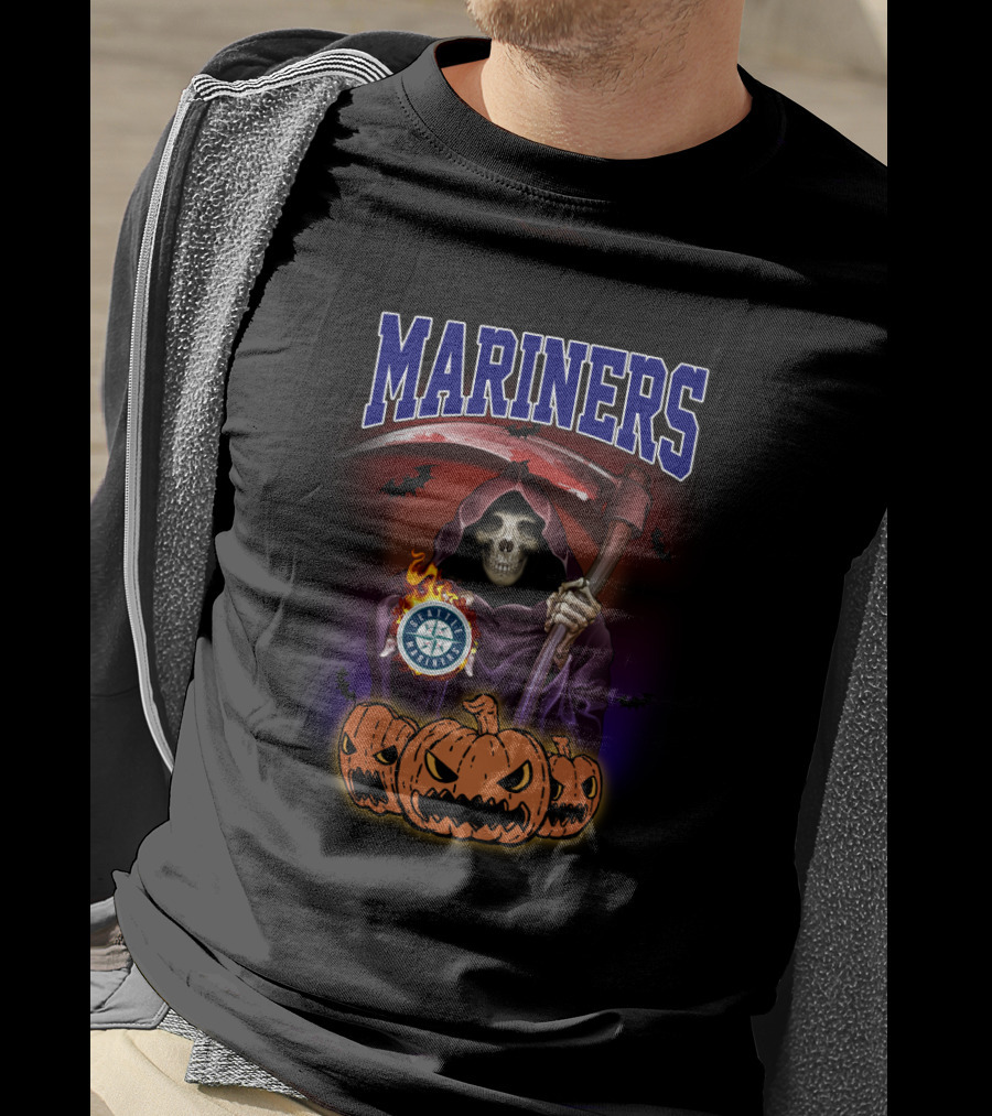 Seattle Mariners Grim Reaper Halloween Pumpkins T-Shirt