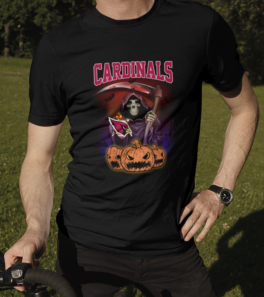 Arizona Cardinals Grim Reaper With Pumpkins And Scythe T-Shirt