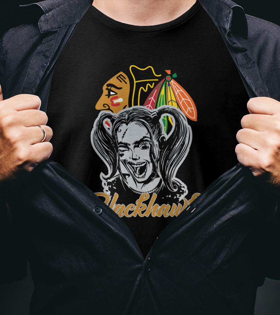Harley Quinn Chicago Blackhawks Collaboration T-Shirt