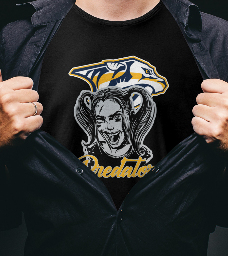 Harley Quinn Predators Nashville Predators Fan Art Collaboration T-Shirt