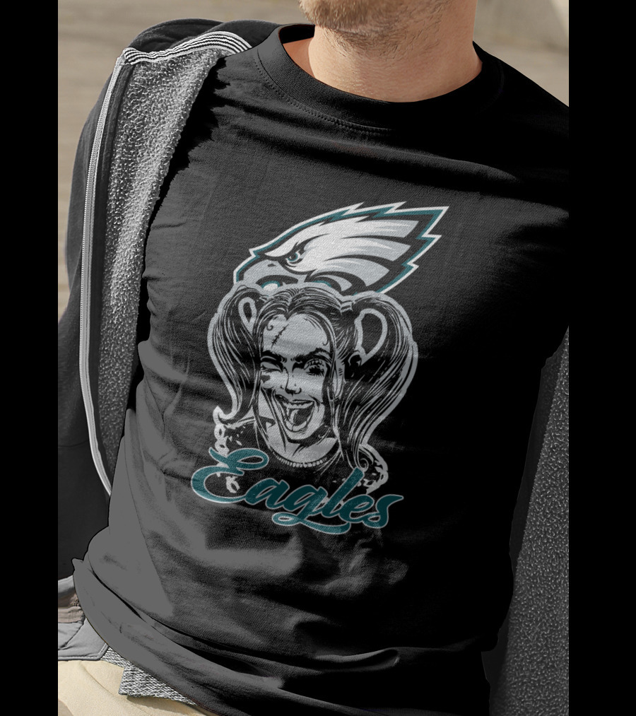 Harley Quinn Eagles Fan With Philadelphia Eagles T-Shirt