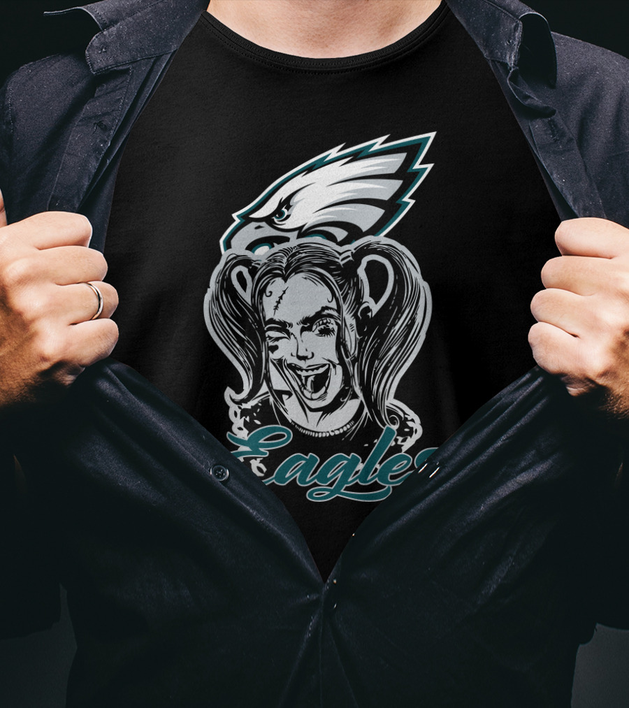 Harley Quinn Eagles Fan With Philadelphia Eagles T-Shirt