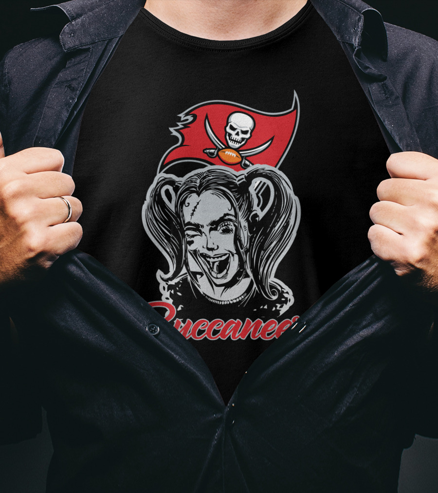 Buccaneers Harley Quinn Skull Flag Combo T-Shirt