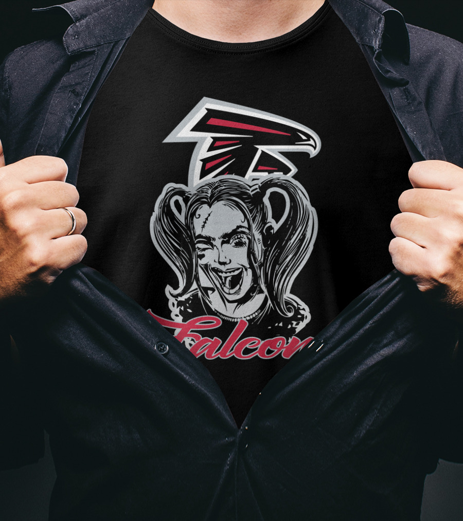 Harley Quinn And Atlanta Falcons Logo Fans Falcons T-Shirt