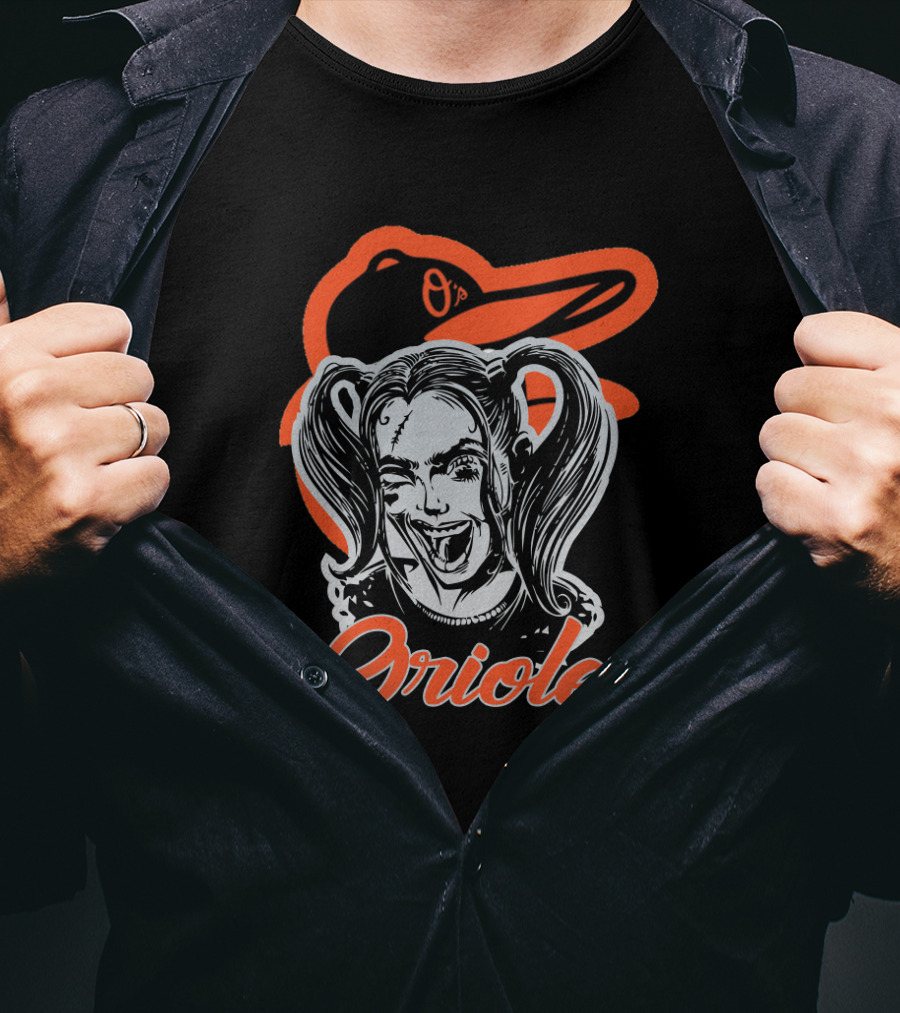 Harley Quinn And Baltimore Orioles Logo Orioles T-Shirt