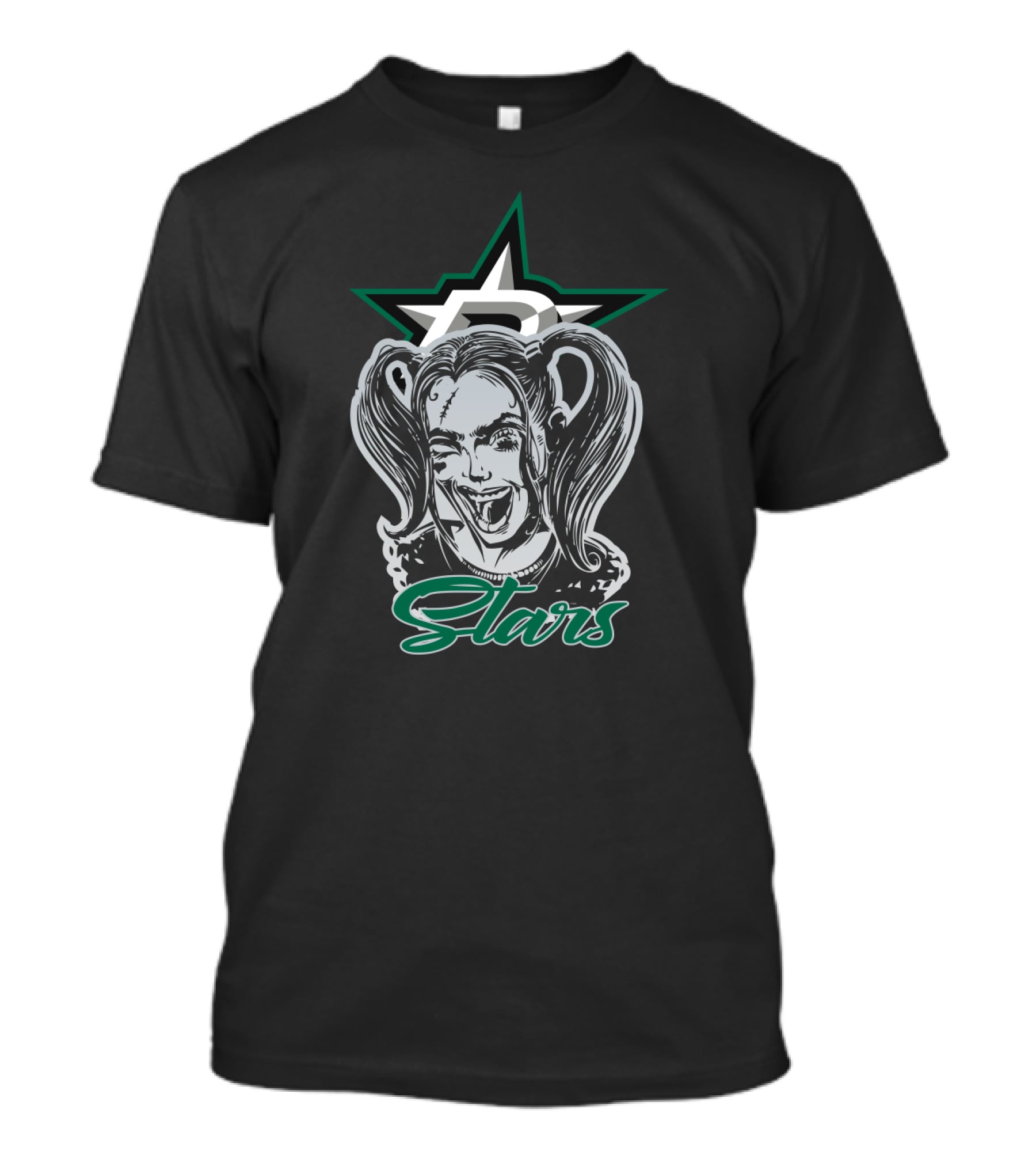 Harley Quinn Dallas Stars Fans Hockey Face Star T-Shirt