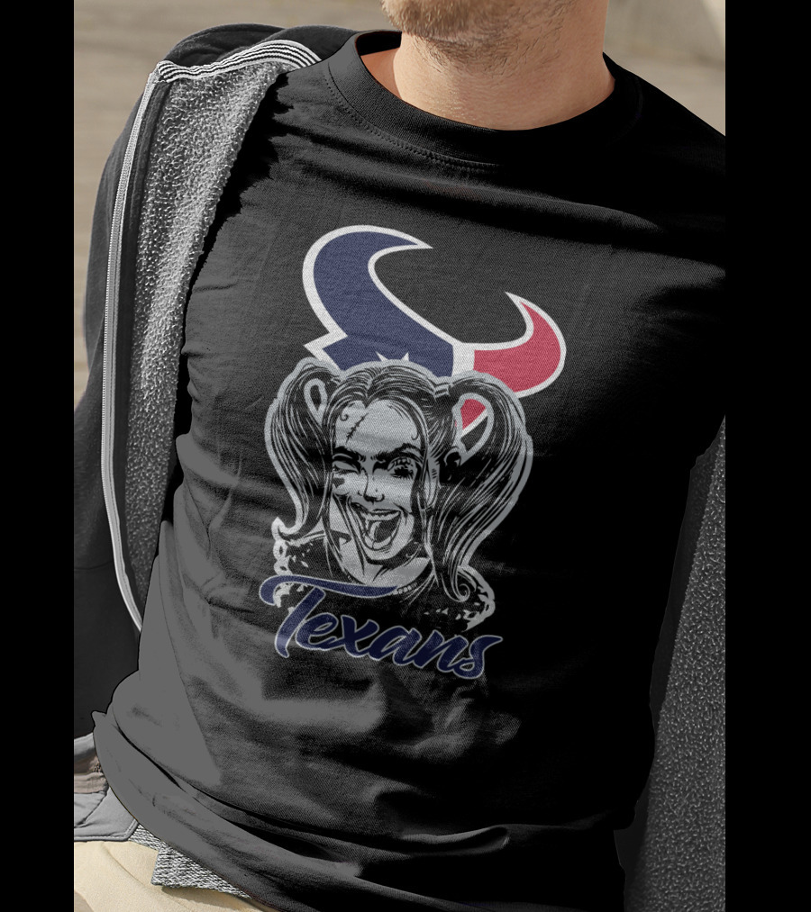 Harley Quinn Texans Fans Logo Face T-Shirt