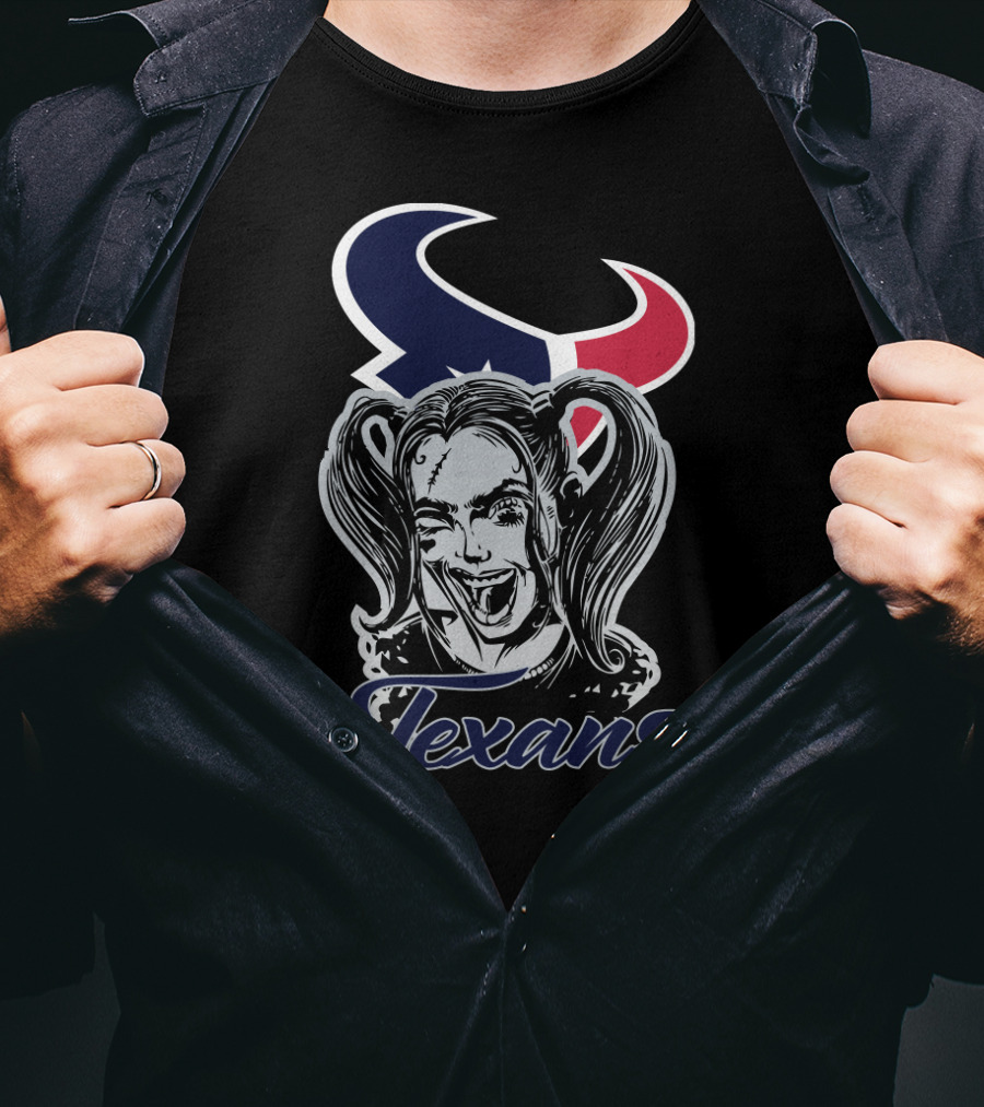 Harley Quinn Texans Fans Logo Face T-Shirt