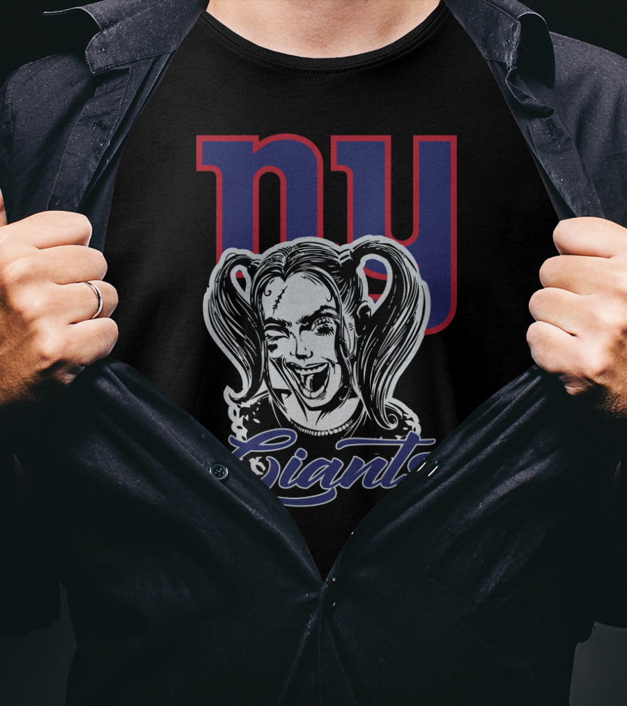 Ny Giants Meets Harley Quinn Fan Crossover T-Shirt