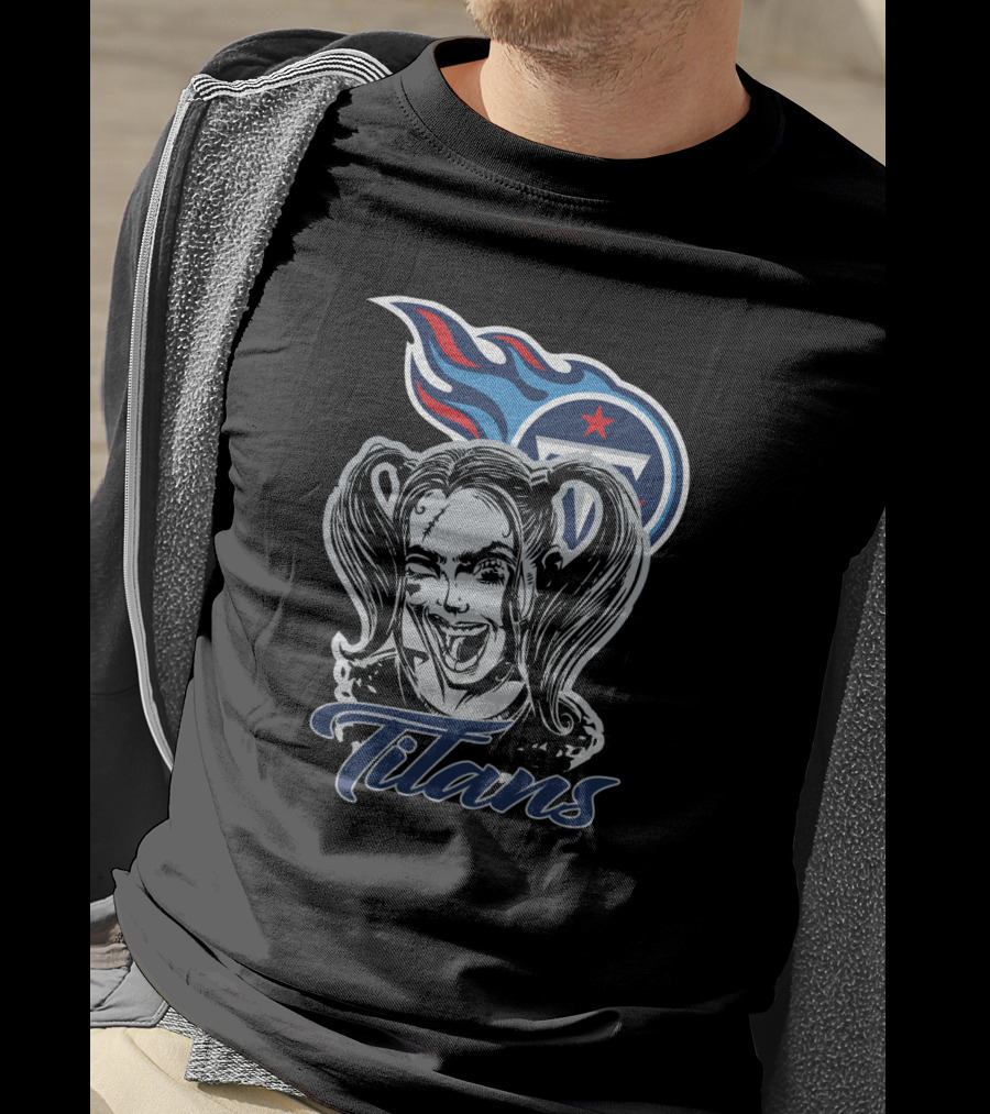 Harley Quinn Titans Fan Art With Tennessee Titans T-Shirt