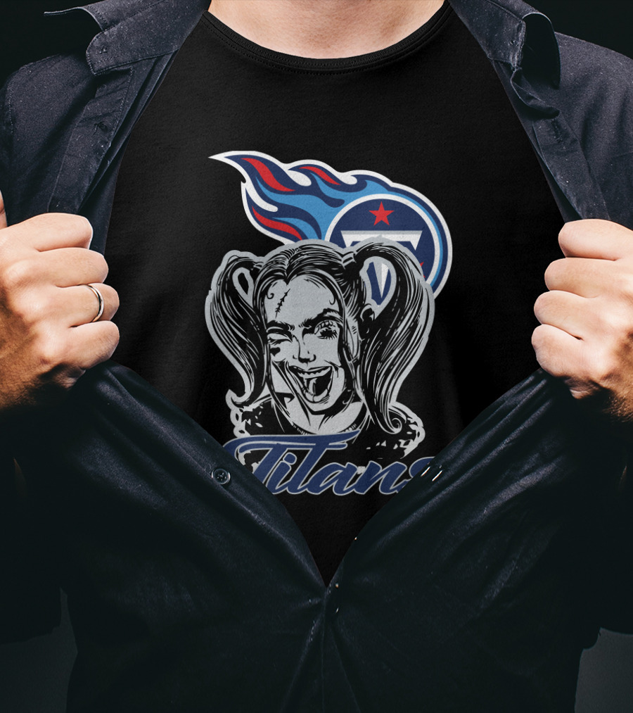 Harley Quinn Titans Fan Art With Tennessee Titans T-Shirt