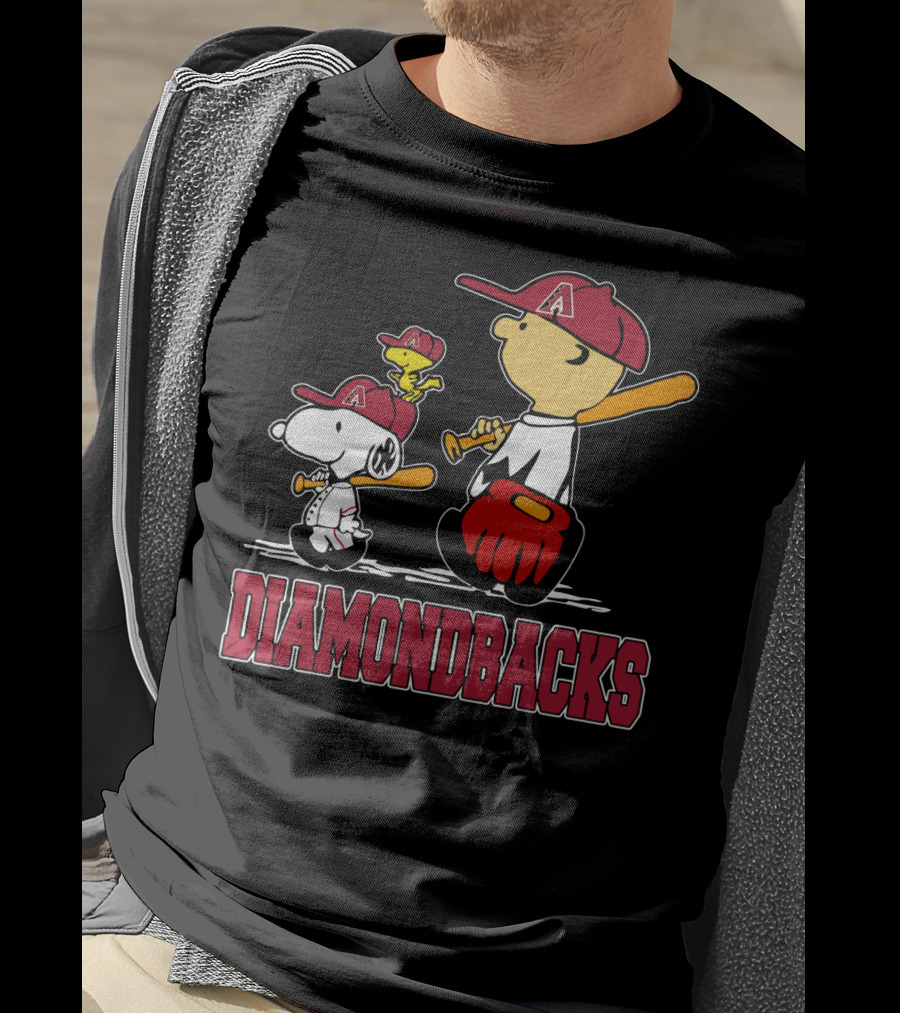 Diamondbacks Snoopy Charlie Brown Woodstock Baseball Fans T-Shirt