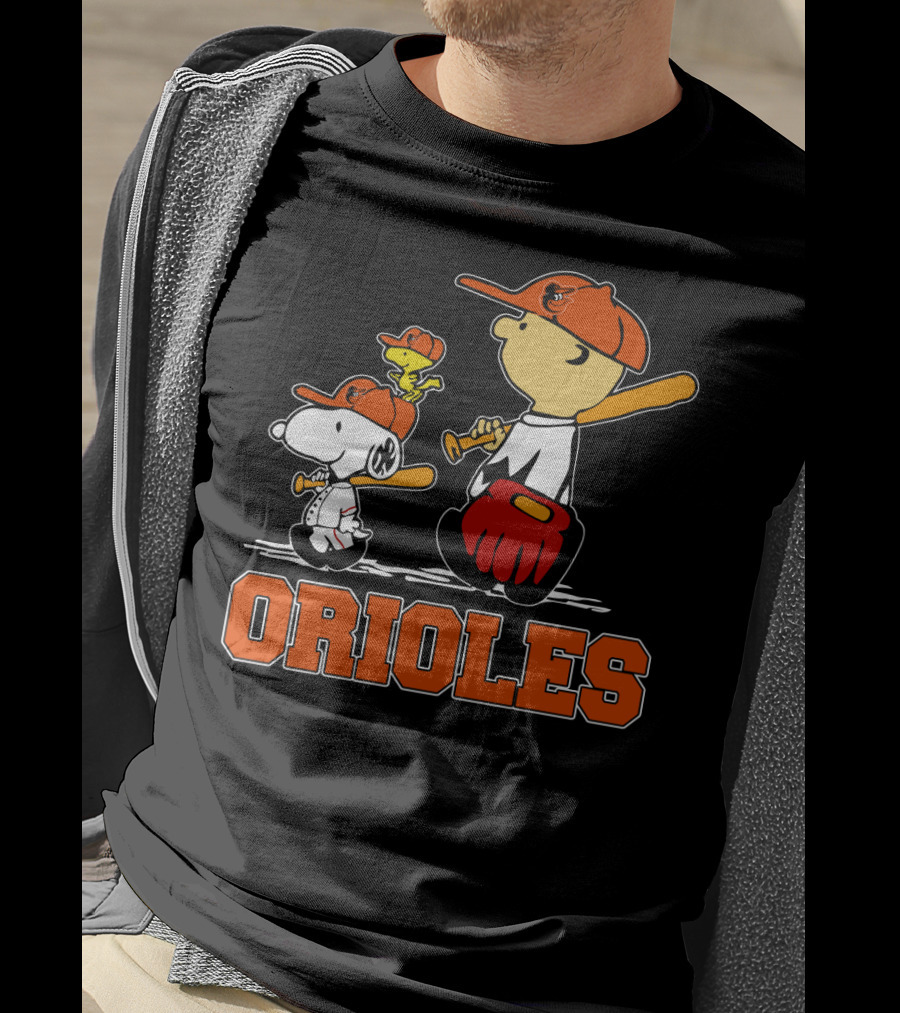 Orioles Baseball With Snoopy Woodstock And Peanuts Characters T-Shirt