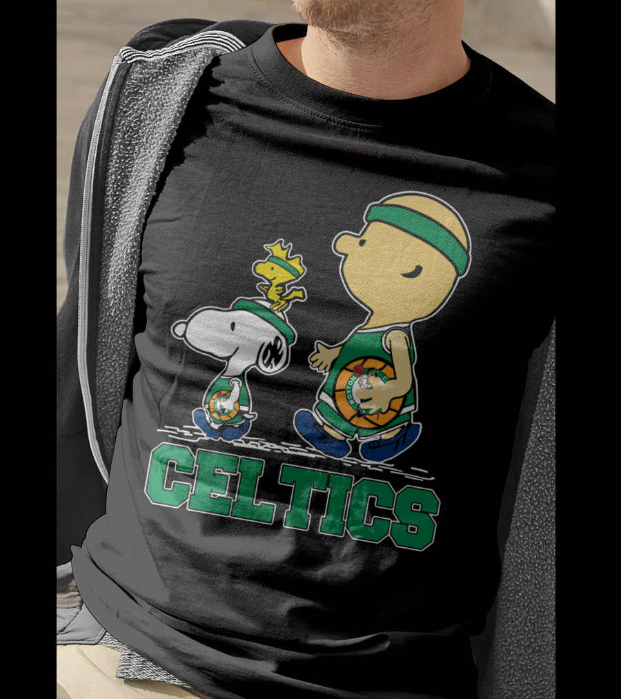 Celtics Snoopy And Friends With Basketball T-Shirt