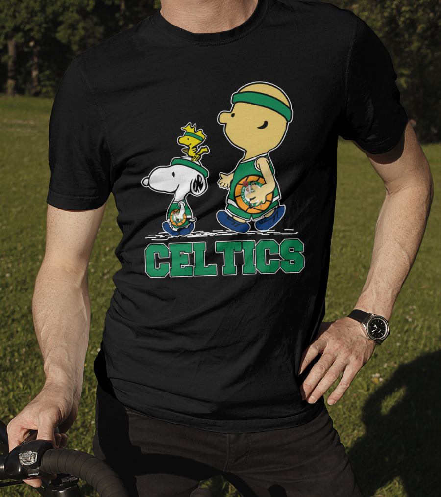 Celtics Snoopy And Friends With Basketball T-Shirt