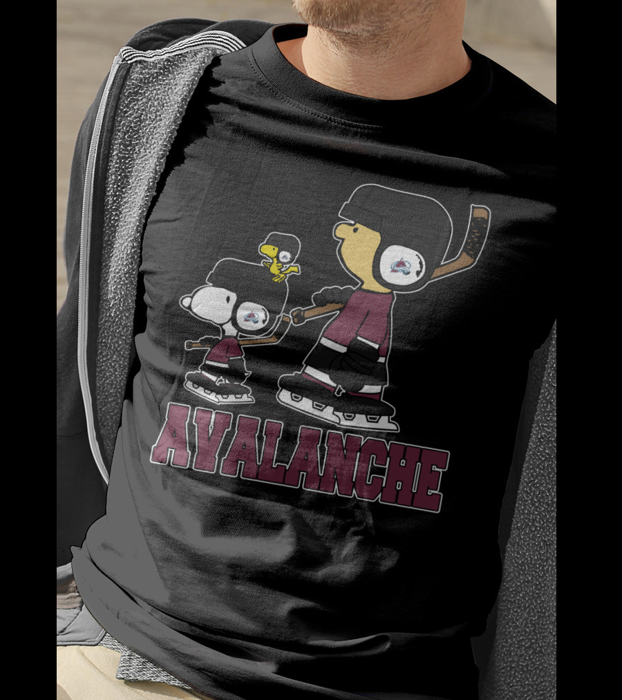 Avalanche Snoopy And Woodstock Skating With Colorado Avalanche Fans T-Shirt