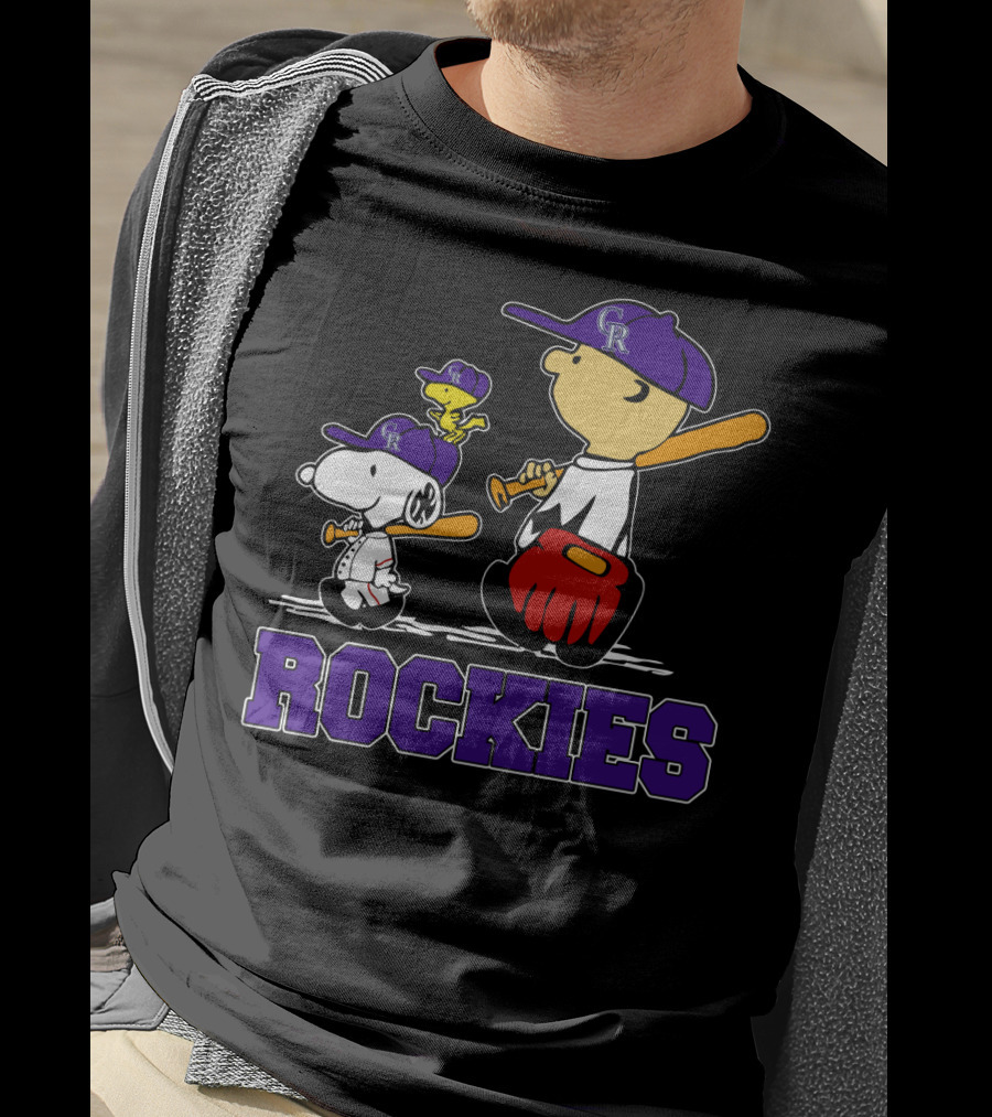 Snoopy Woodstock Rockies Fans Baseball Team Gear T-Shirt