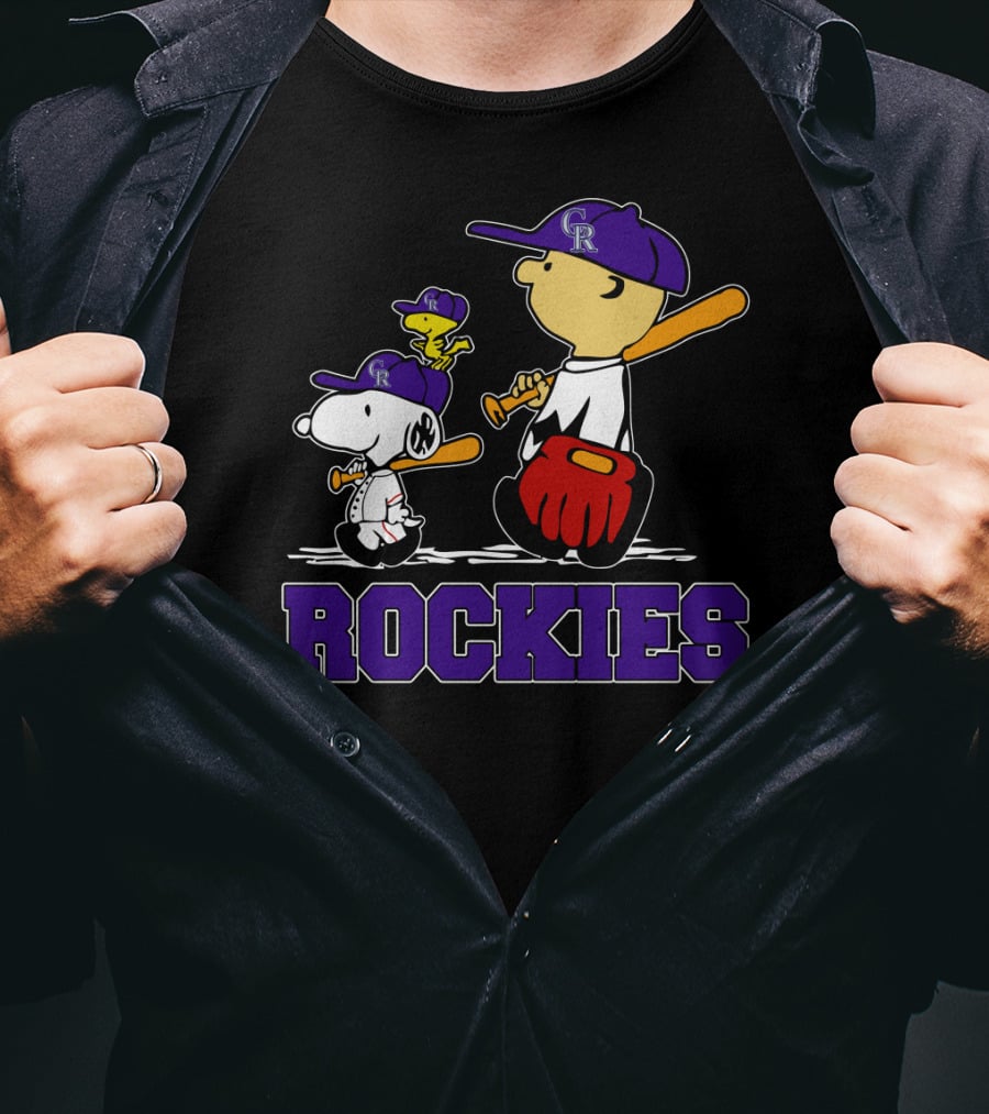 Snoopy Woodstock Rockies Fans Baseball Team Gear T-Shirt
