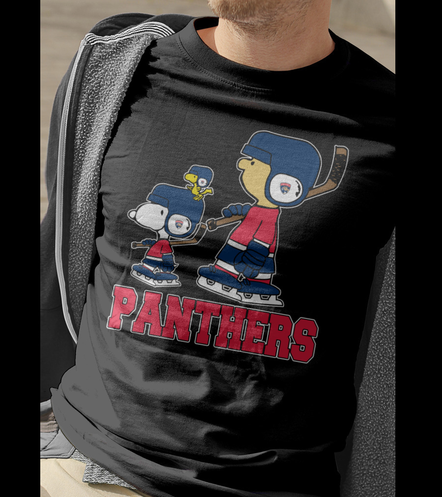 Snoopy And Woodstock With Florida Panthers Hockey Fan Characters T-Shirt