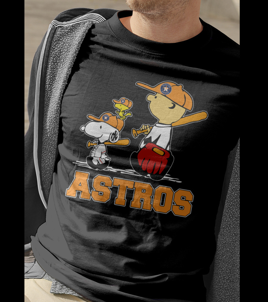 Snoopy Woodstock And Houston Astros Baseball Fans T-Shirt
