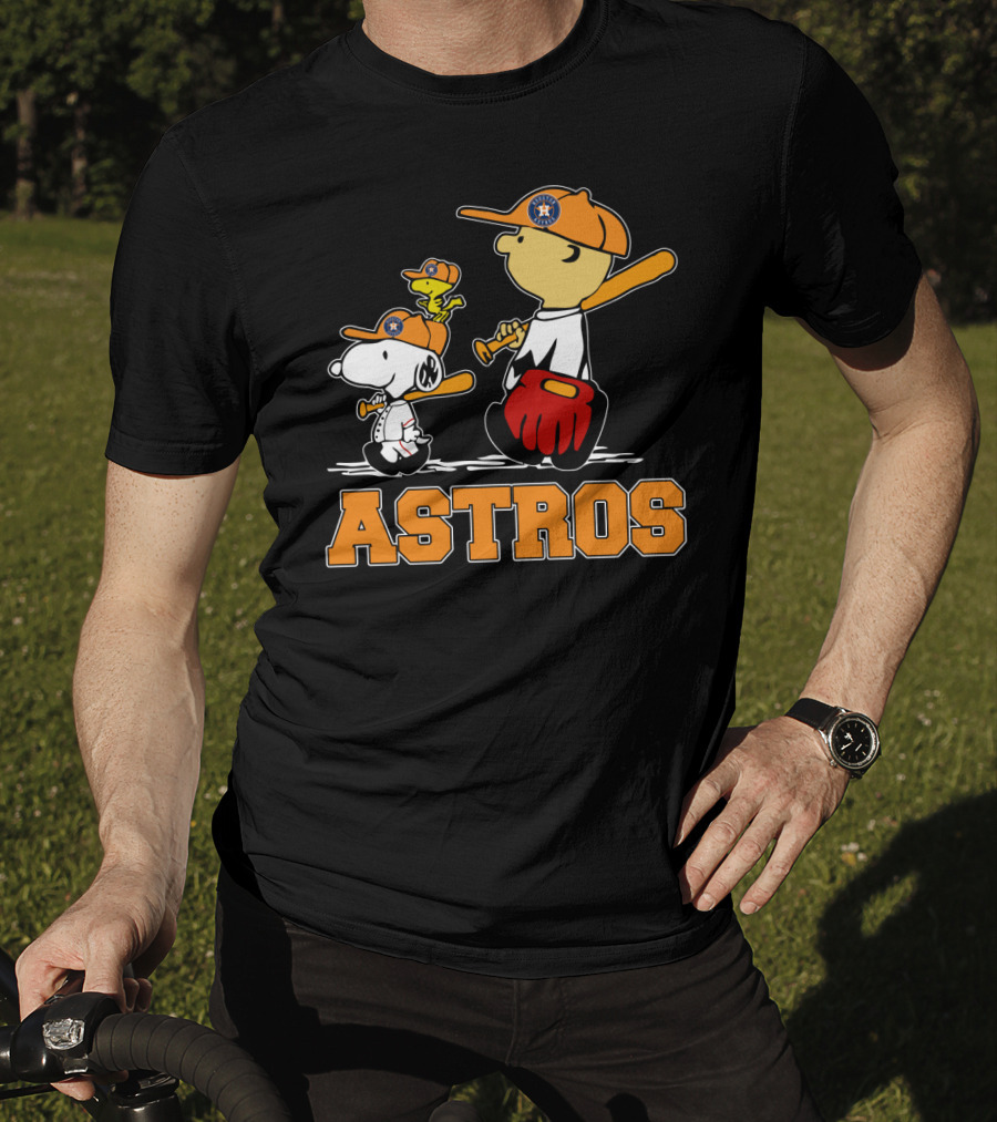 Snoopy Woodstock And Houston Astros Baseball Fans T-Shirt