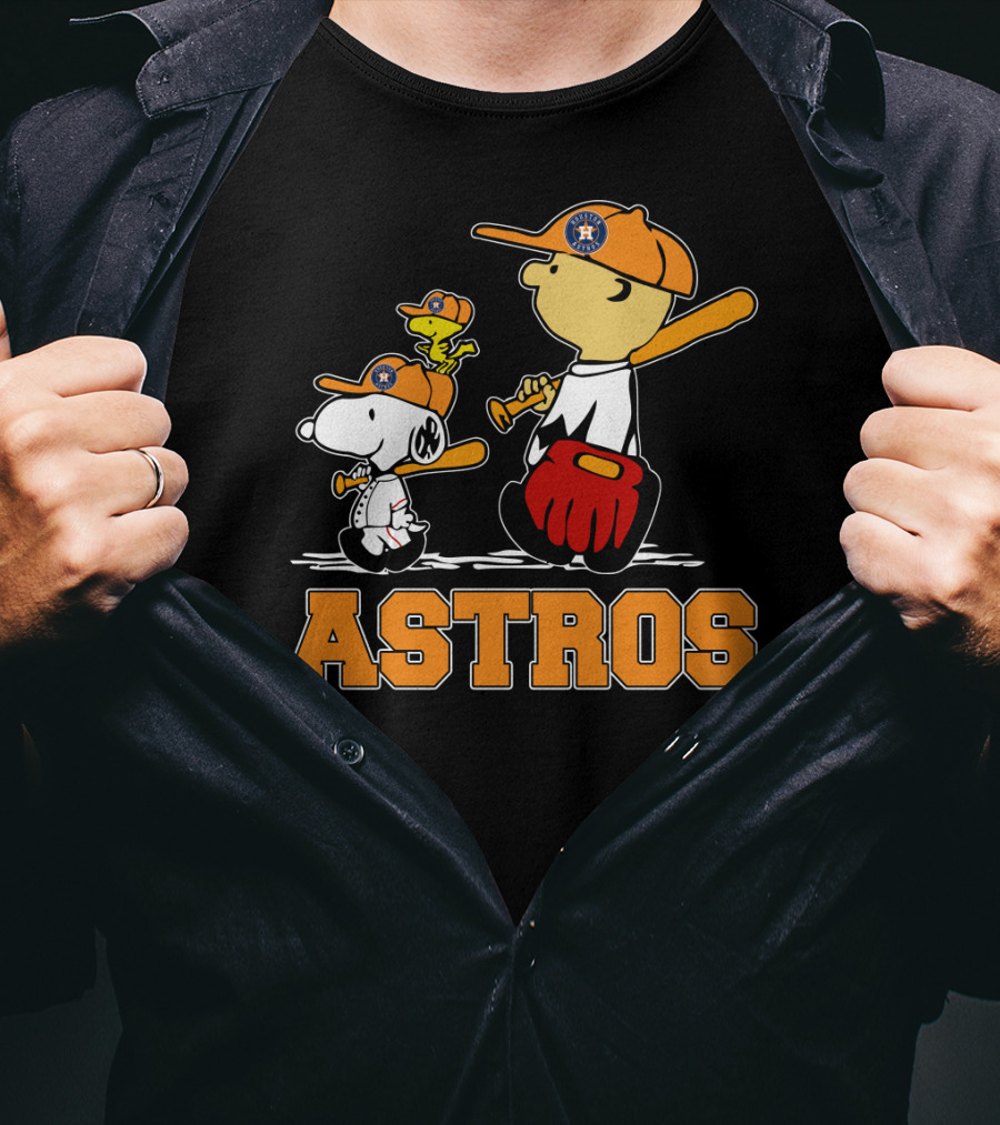 Snoopy Woodstock And Houston Astros Baseball Fans T-Shirt
