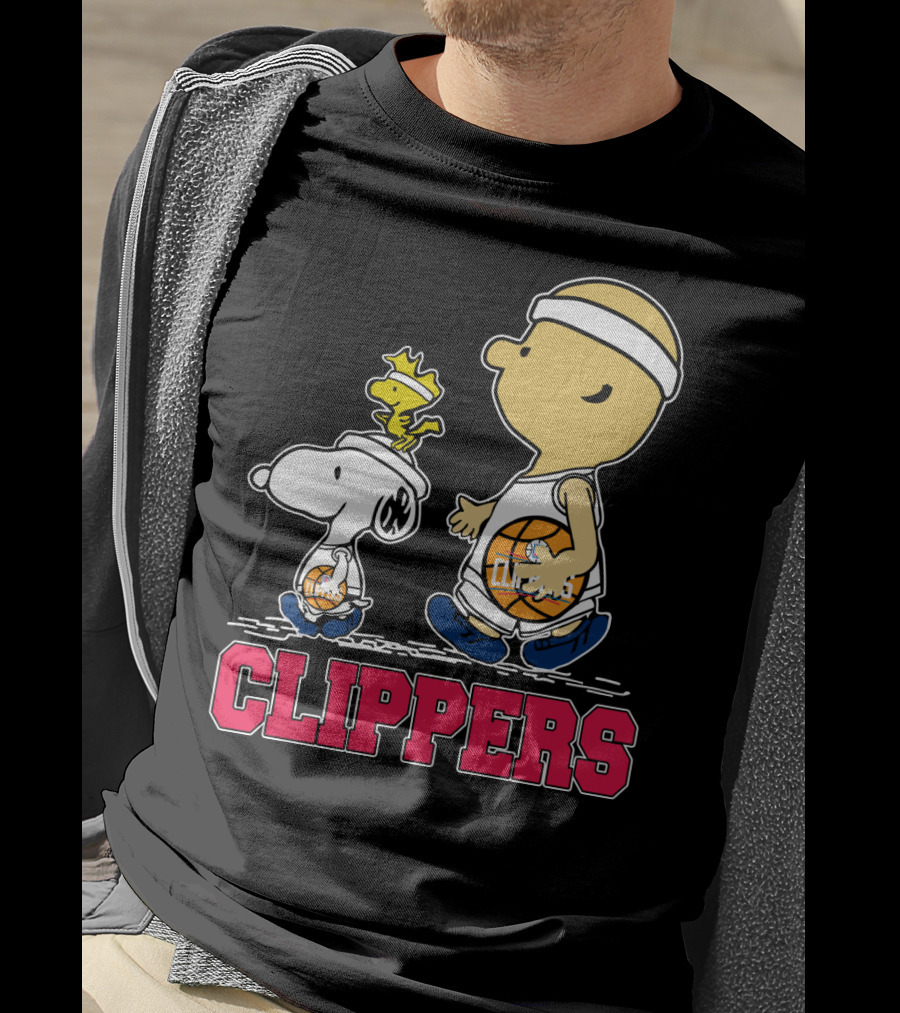 Snoopy And Woodstock Basketball With La Clippers Fans T-Shirt