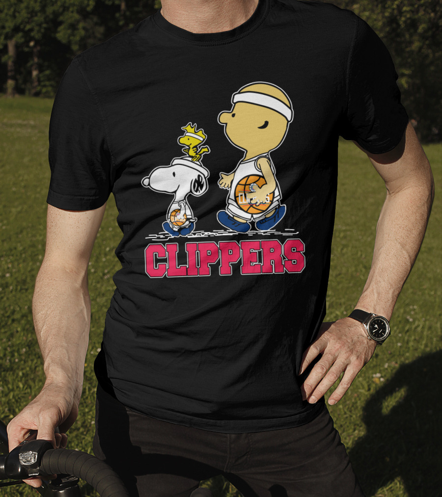 Snoopy And Woodstock Basketball With La Clippers Fans T-Shirt