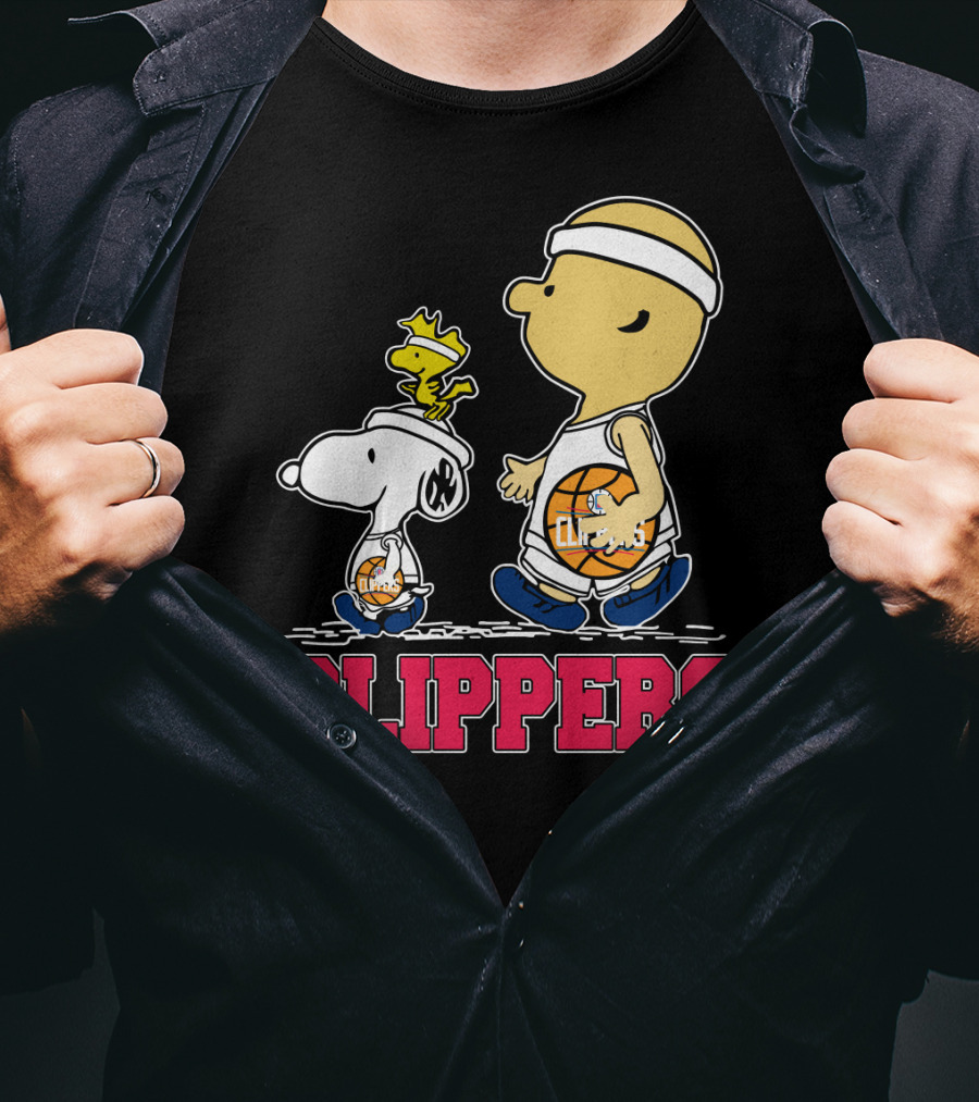 Snoopy And Woodstock Basketball With La Clippers Fans T-Shirt