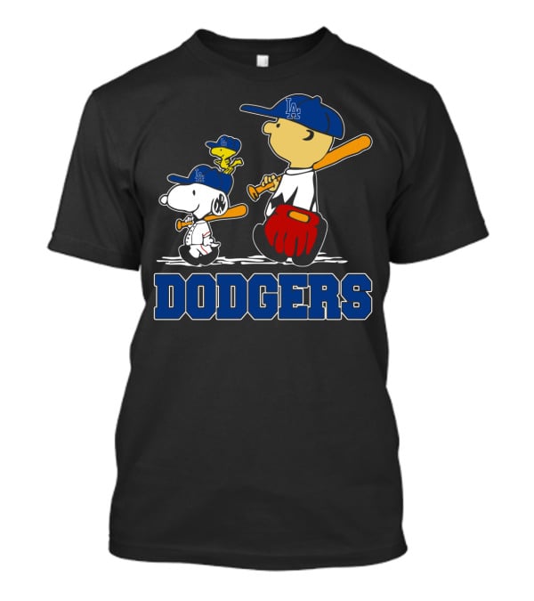 Snoopy Dodgers Fans La Baseball Peanuts Charlie Brown Woodstock T-Shirt