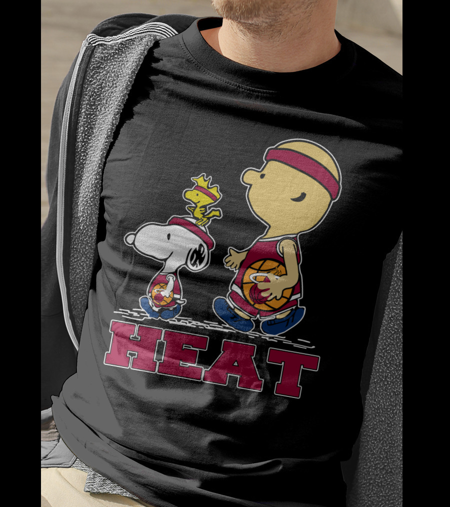 Snoopy Woodstock Heat Team Fans Miami Basketball T-Shirt