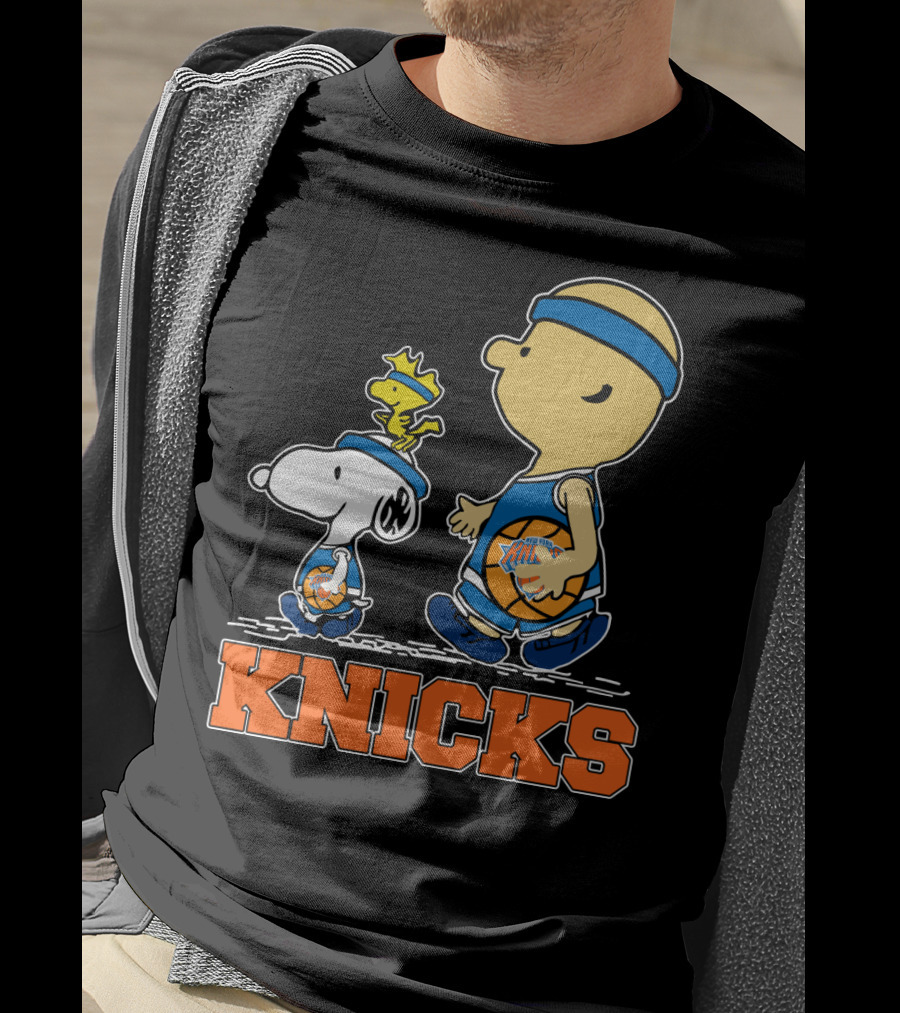 Snoopy Woodstock New York Knicks Basketball Fans Peanuts Characters T-Shirt