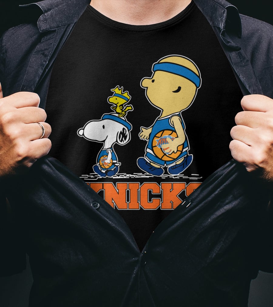 Snoopy Woodstock New York Knicks Basketball Fans Peanuts Characters T-Shirt