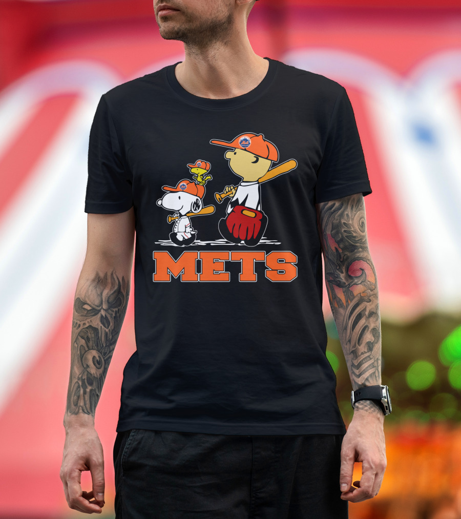 Snoopy Woodstock And New York Mets Baseball Fans T-Shirt