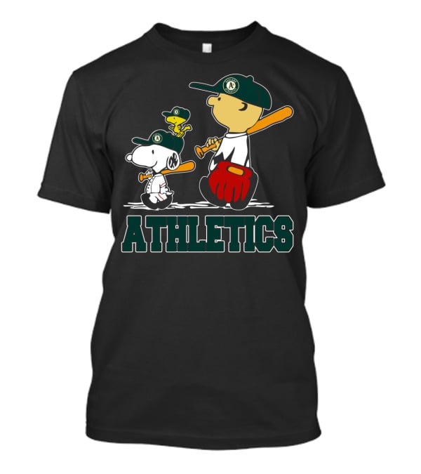 Snoopy Woodstock And Friends With Athletics Team T-Shirt