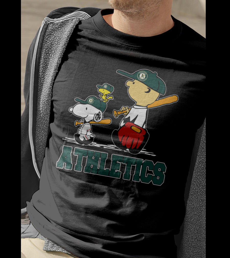 Snoopy Woodstock And Friends With Athletics Team T-Shirt