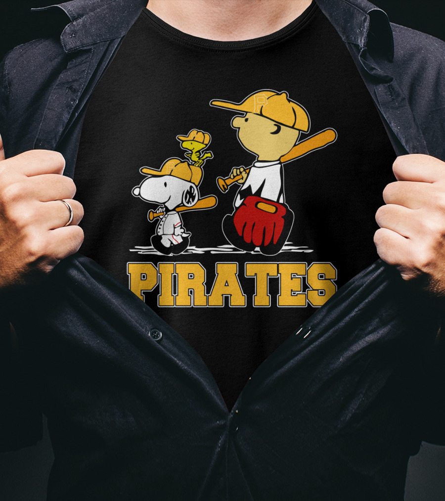Snoopy Woodstock Pirates Baseball Fan Gear T-Shirt