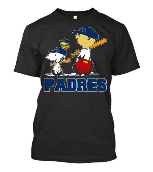 Snoopy And San Diego Padres Baseball Team Fans With Woodstock And Sports Equipment T-Shirt