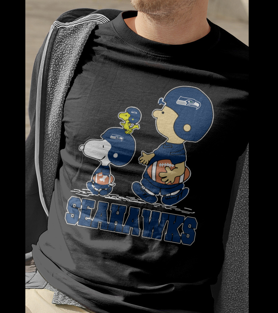 Snoopy Seattle Seahawks Football Fans Peanuts Characters T-Shirt