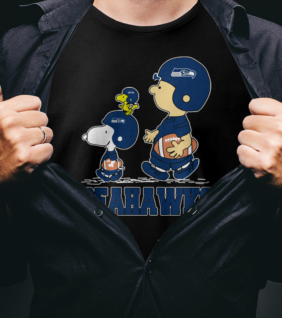 Snoopy Seattle Seahawks Football Fans Peanuts Characters T-Shirt