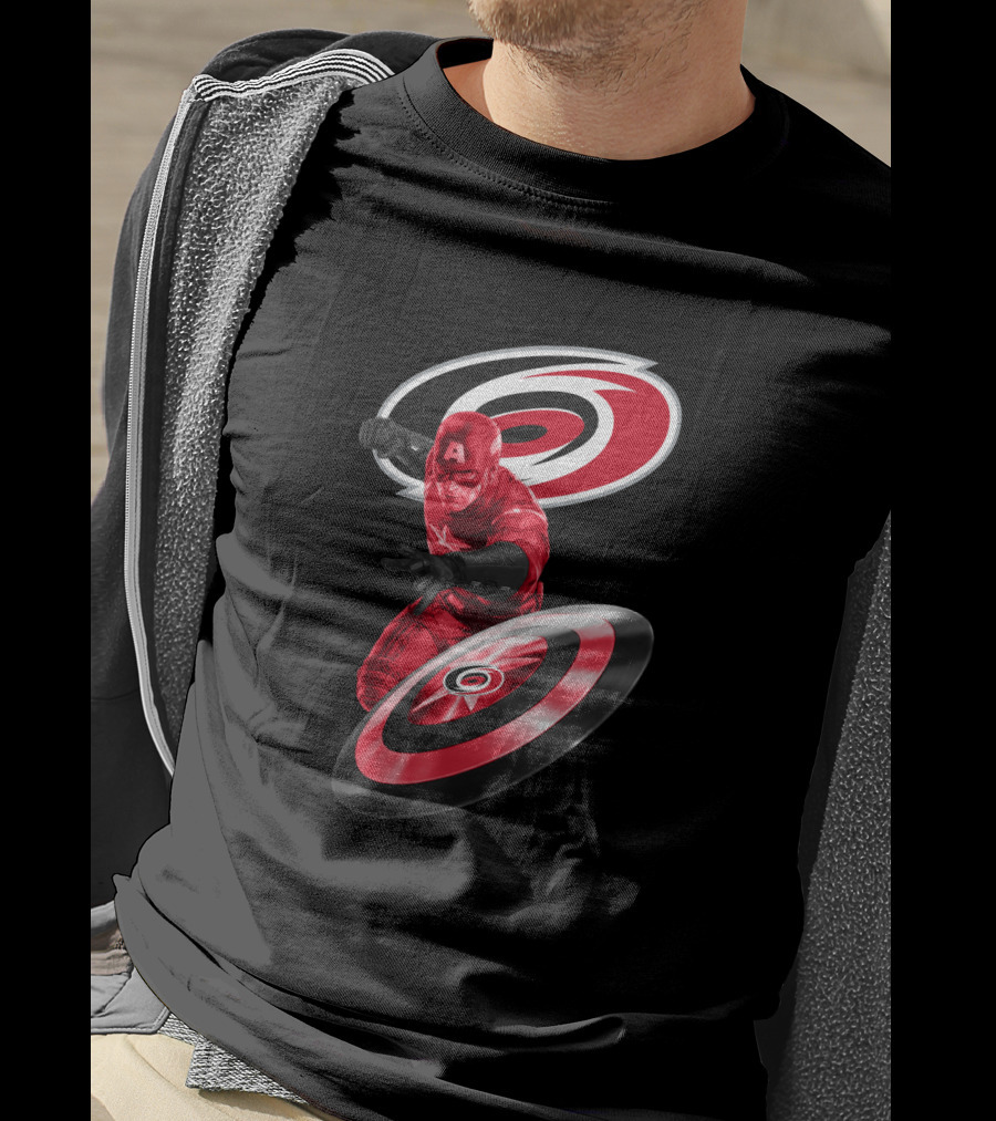 Carolina Hurricanes Captain America Crossover With Iconic Shield T-Shirt