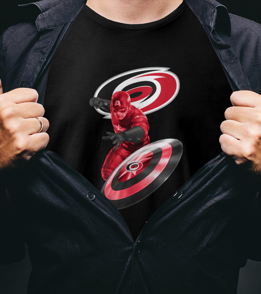 Carolina Hurricanes Captain America Crossover With Iconic Shield T-Shirt