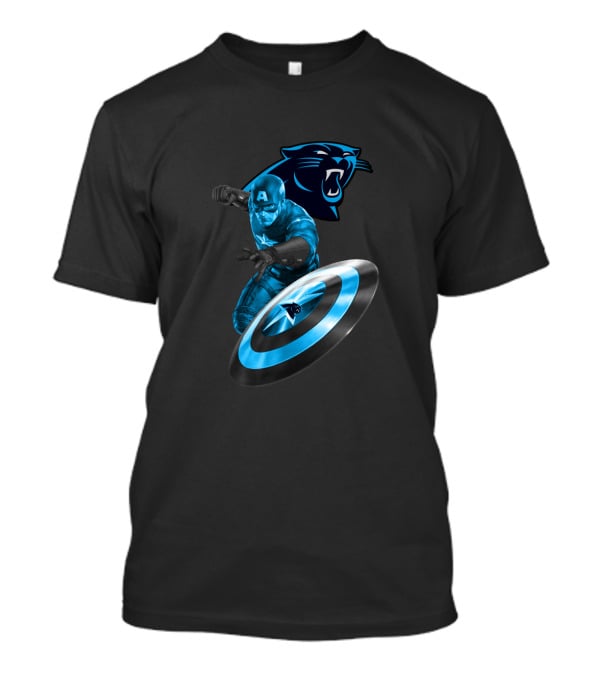 Carolina Panthers Captain America Shield Crossover T-Shirt