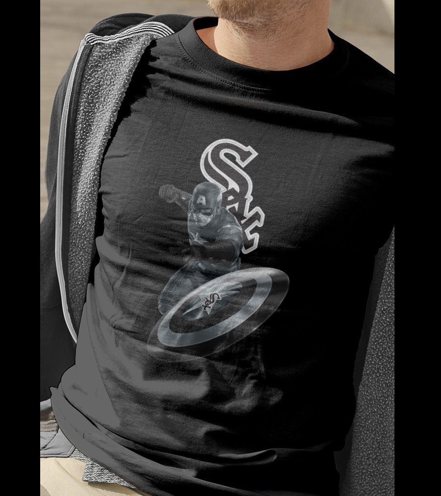 Chicago White Sox Captain America Collaboration Featuring Iconic Superhero And Team T-Shirt