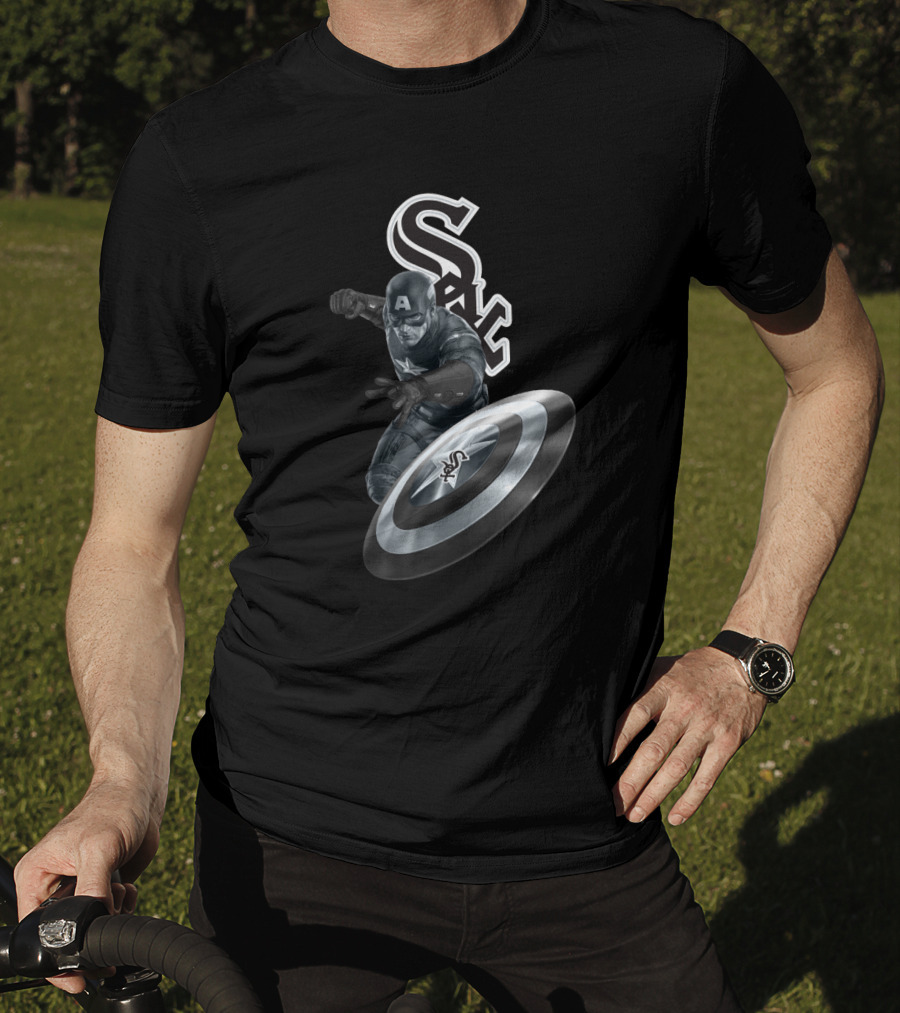 Chicago White Sox Captain America Collaboration Featuring Iconic Superhero And Team T-Shirt