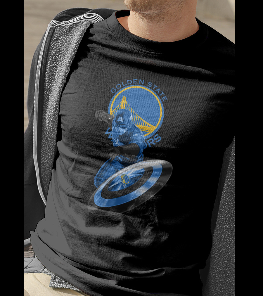 Golden State Warriors Captain America Shield Nba Crossover T-Shirt